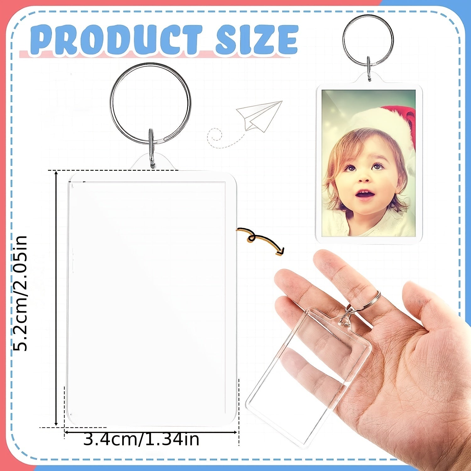 10 PCS Acrylic Photo Frame Keychain Holder DIY Craft