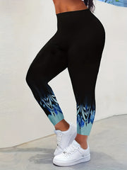 Ombre Floral Print High Rise Leggings