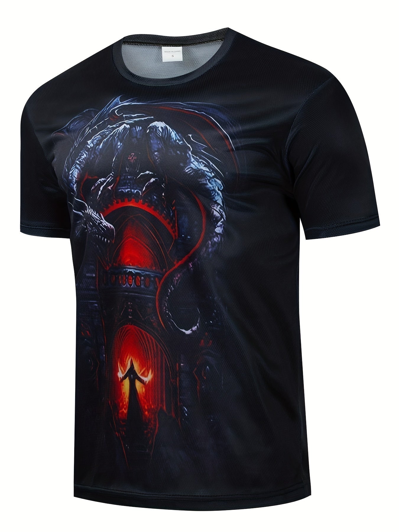 Gothic Skeleton Graphic T-shirt for Men Vintage 3D Print Stretchy Crew Neck