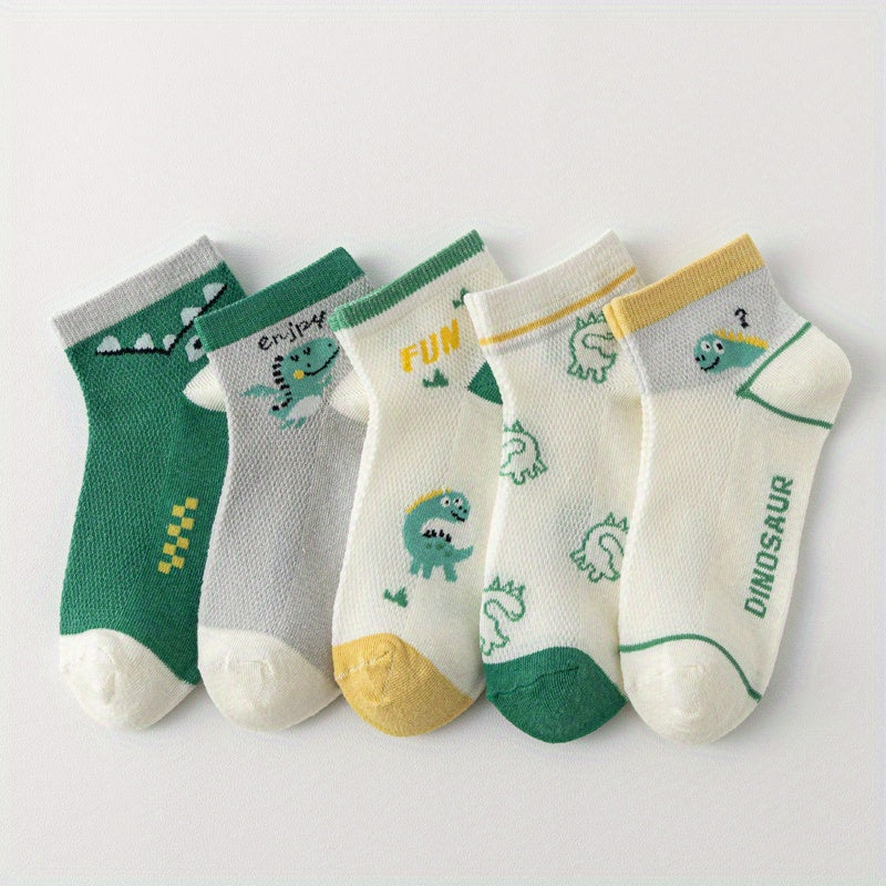5 Pairs Dinosaur Knit Socks Boys Accessories