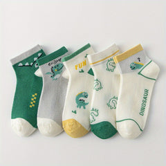 5 Pairs Dinosaur Knit Socks Boys Accessories