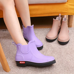 Women's Short Tube Rain Boots Waterproof Non-slip Multiple Colors