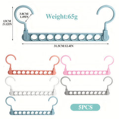 5pcs Colorful 9-Hole Magic Storage Hanger