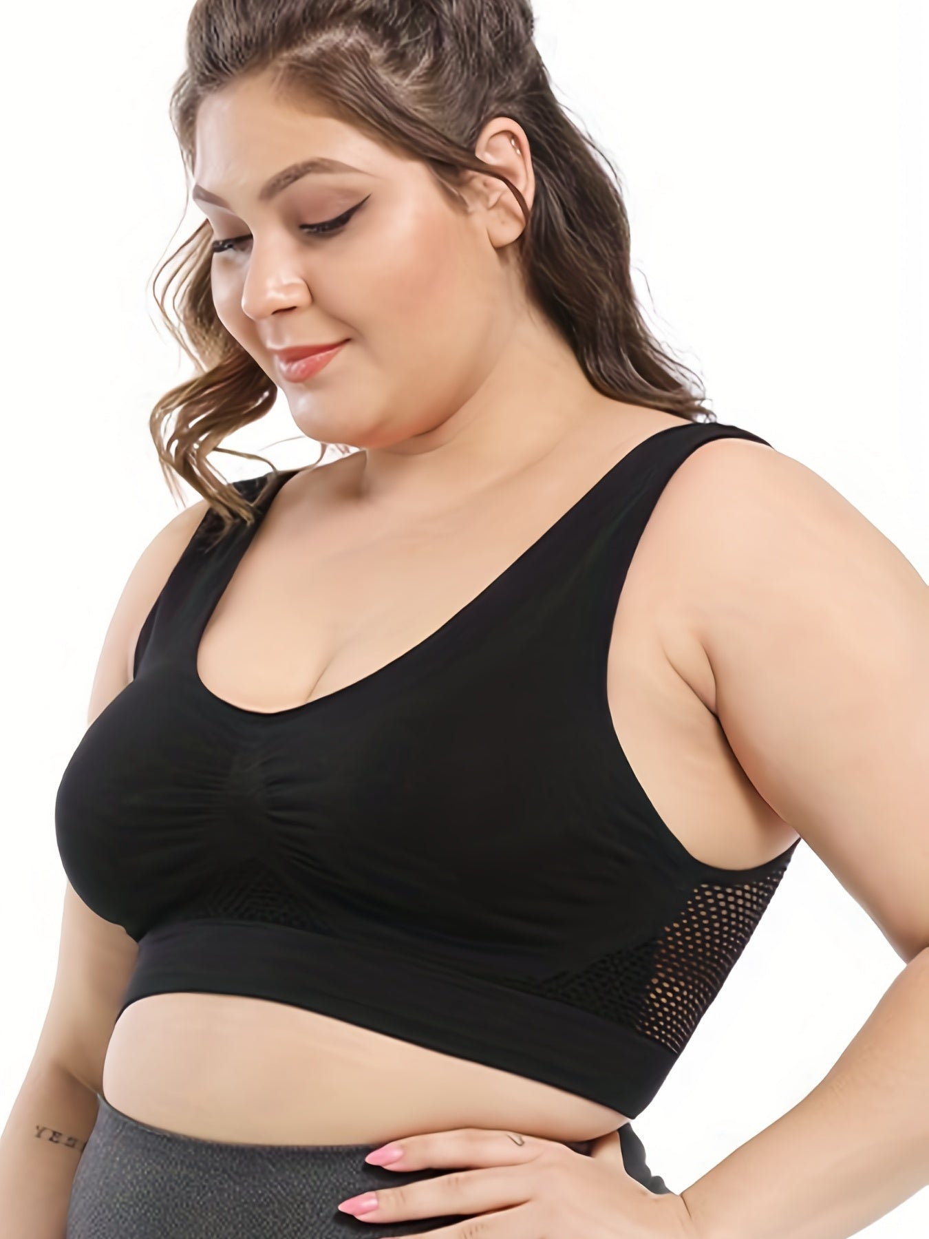 6 Pack Plus Size Sports Bra Set Women's Plus Solid Basic Yoga Bra Six Piece Set