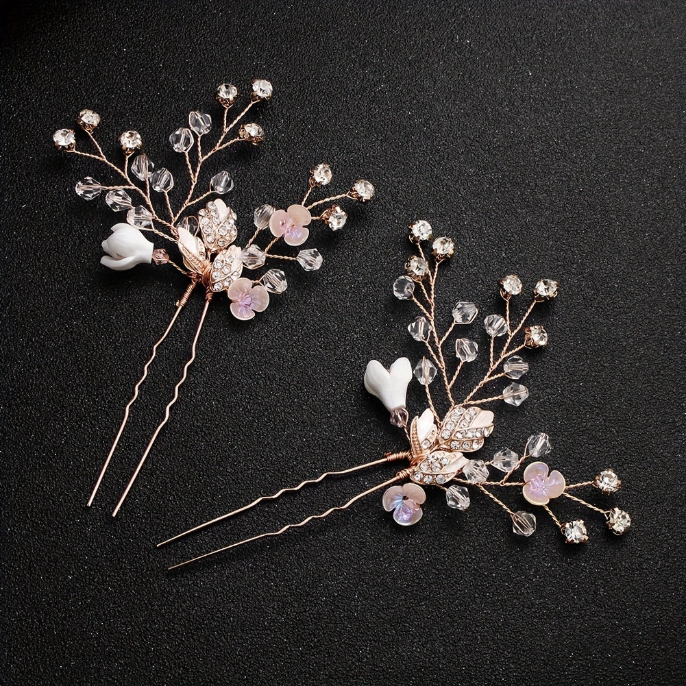Bridal Hairpin Floral Crystal Rhinestone Hair Comb