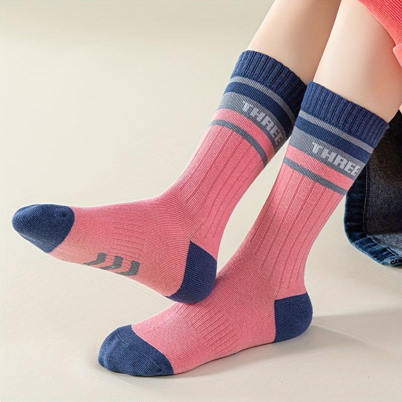 4 Pairs Kids Hiking Sports Socks Casual Style for Spring and Autumn