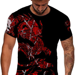 Dragon Pattern T shirt Men's Casual Street Style Tee Shirt