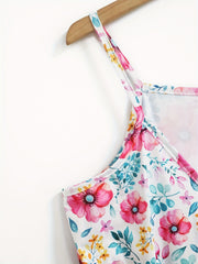 Floral Print Cami Romper Jumpsuit V Neck Sleeveless Women's Clothing