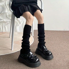 Rib Knit Leg Warmers Knee High Socks Women's Stockings