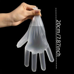 100-200pcs Disposable Gloves Transparent Plastic Latex Food Prep Safe Gloves
