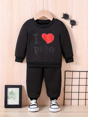 Kids Heart Graphic 2pcs Outfit Sweatshirt Set