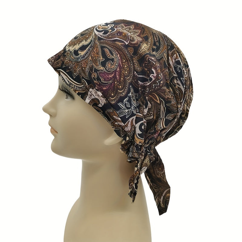 Vintage Paisley Print Turban Cap Women Head Wrap Elastic Hijab Beanie