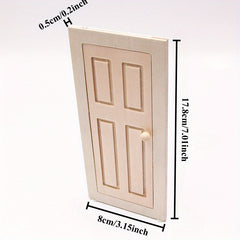 Mini Dollhouse Wooden Door Furniture Hinged Red Beige for Decoration