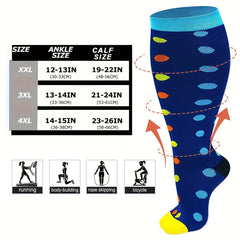 4 Pairs Plus Size Compression Socks Wide Calf for Men & Women