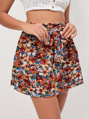 Floral Print Tie Front Skirt Boho Skirt For Spring & Summer