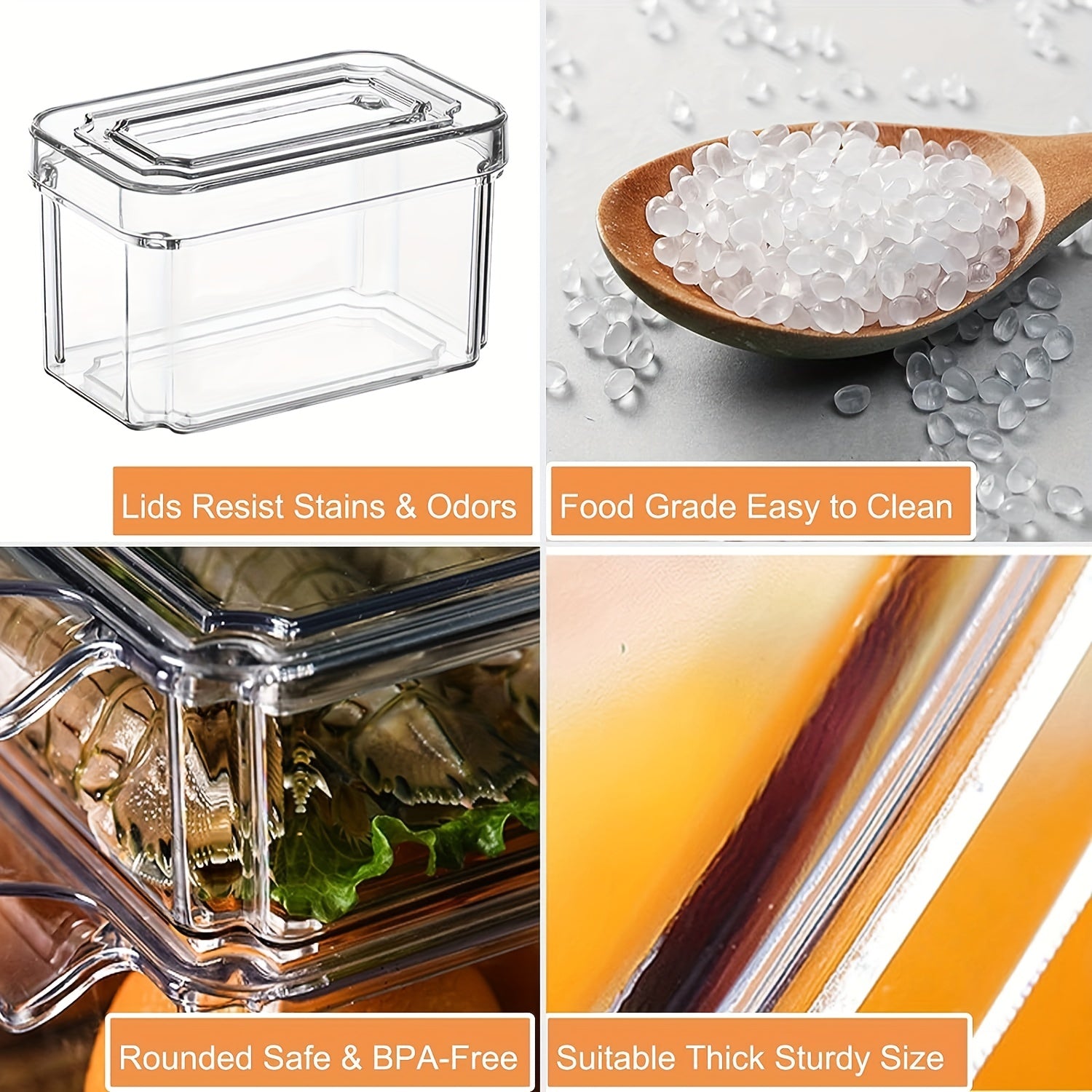 10pcs Fridge Organizer Stackable BPA Bins With Lids