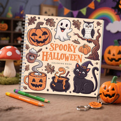 Halloween Adult Coloring Book 20x20cm Spiral Horror Creatures Pumpkin