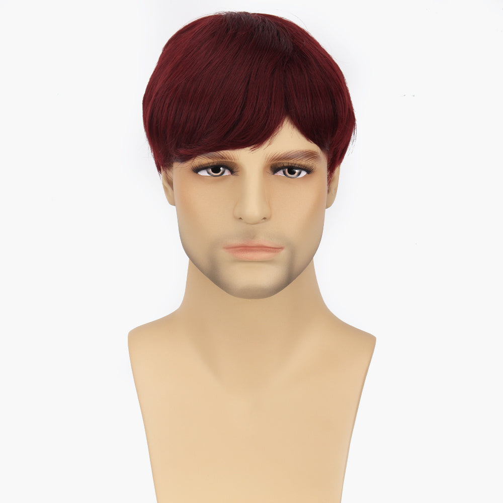 Men's Red Short Fiber Wig