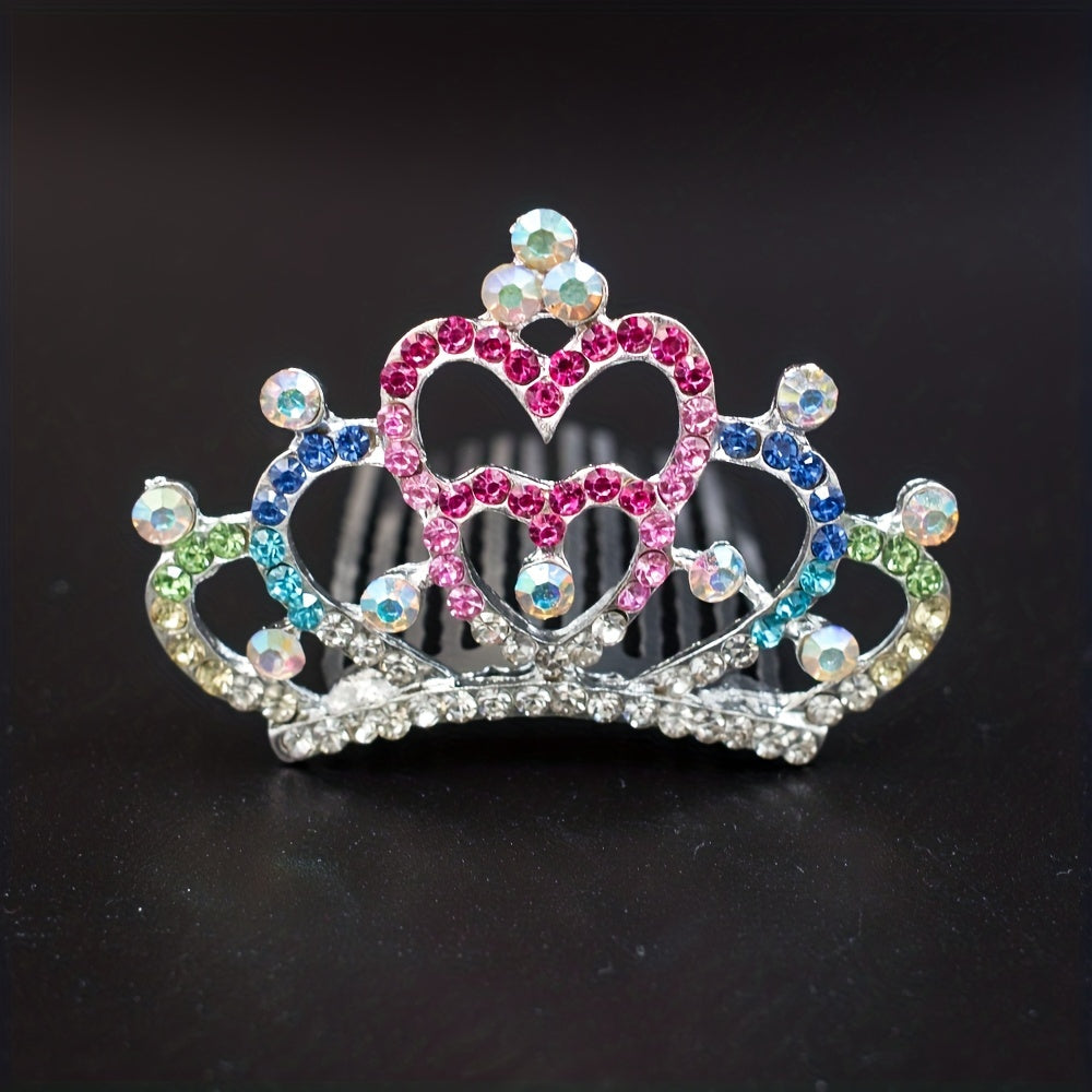 Rhinestone Crown Comb Tiara Hair Comb for Baby Girls