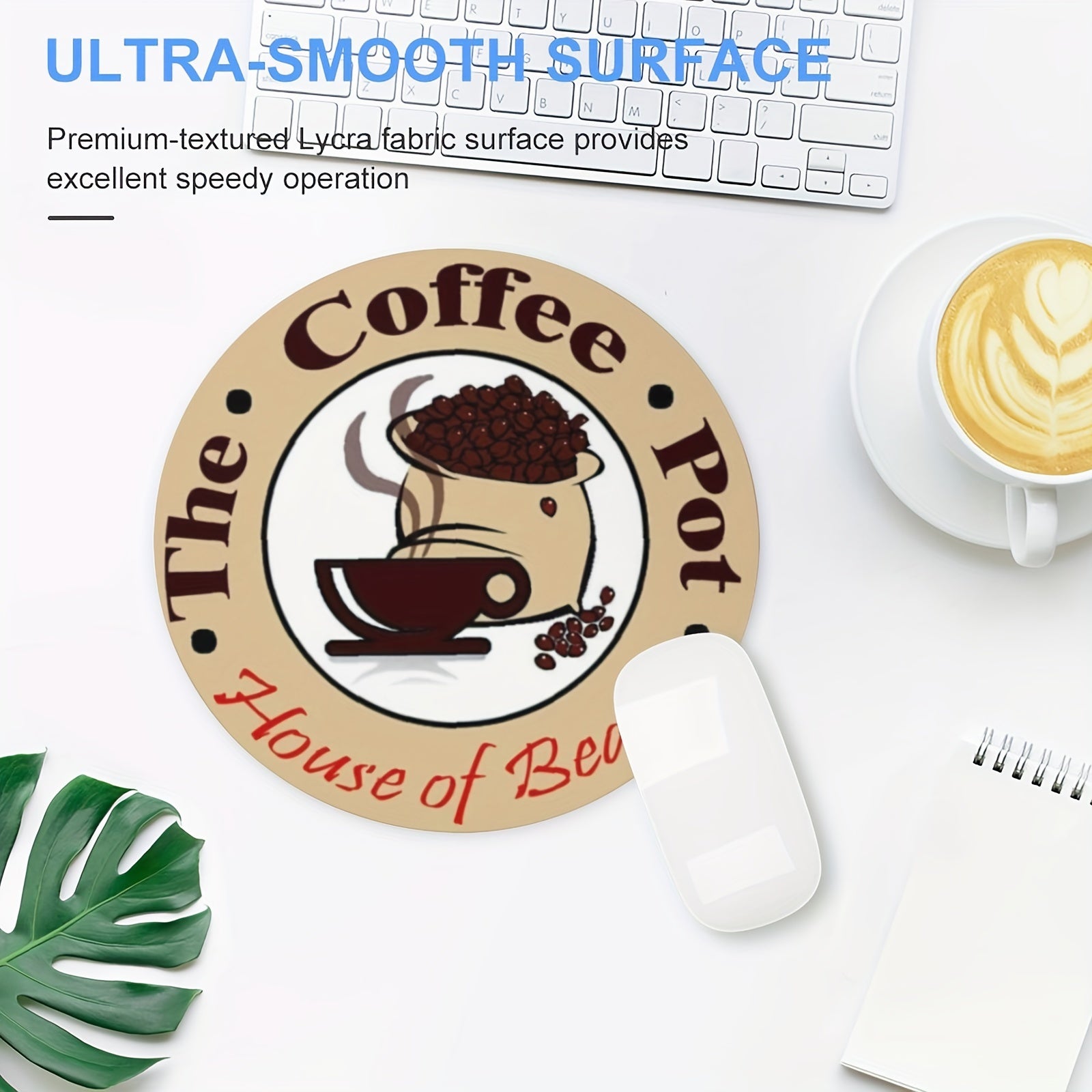 Coffee Pot Gaming Mouse Pad Round Non-Slip Rubber Mouse Pad