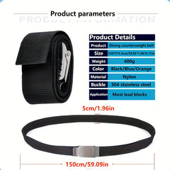 Stainless Steel Diving Weight Belt Quick Release Buckle Nylon Material