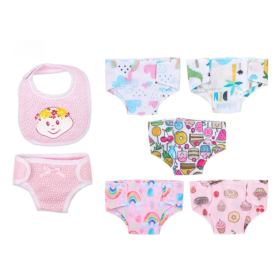 7pcs Doll Apron & Leggings Set with Underwear Accessories