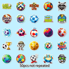 50pcs Vintage Soccer Ball Stickers for DIY Laptop Skateb