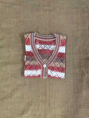 Striped Print Cover Up Shirt V Neck Long Sleeves Knitted Beachwear Cardigan