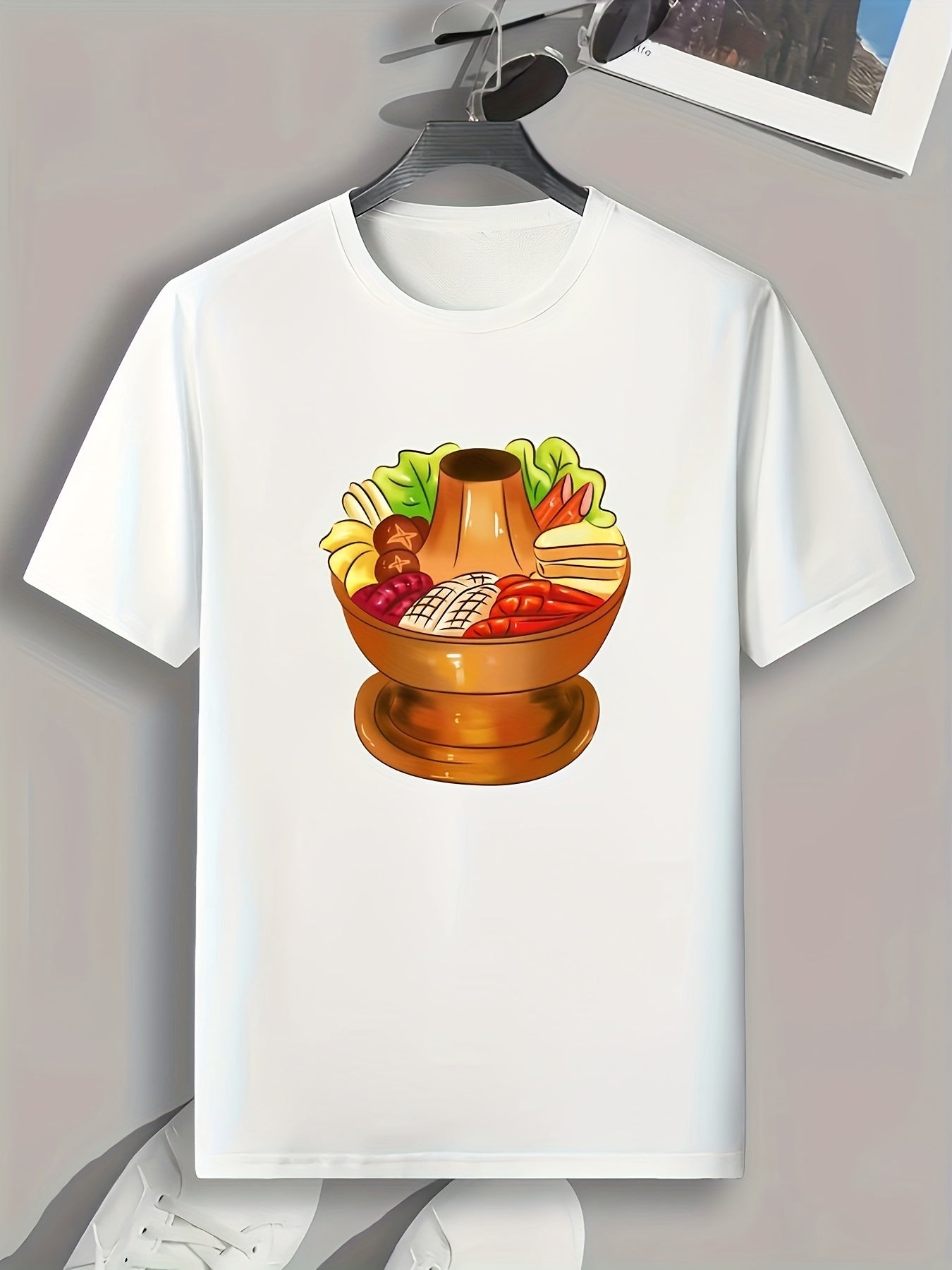Hot Pot Print Men's Graphic T-shirt for Summer