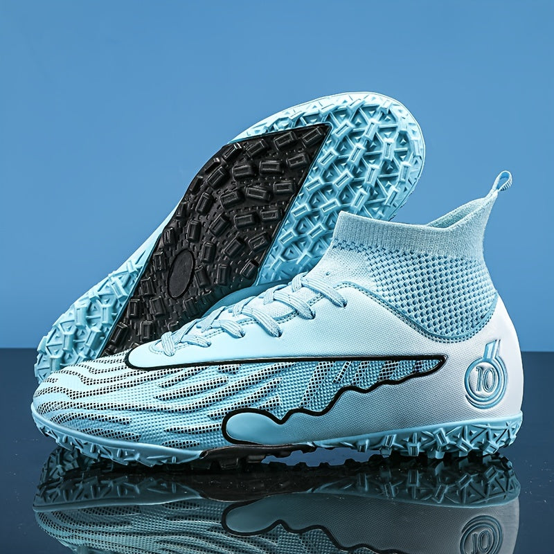 Boy's High Top TF Football Boots Outdoor Anti skid Breathable Soccer Cleats