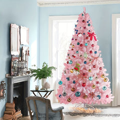 Pink Artificial Christmas Tree with Foldable Stand and 300 Tips