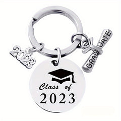 Graduation Keychain Stainless Steel Round Metal Pendant