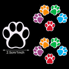 500 Colorful Paw Stickers Roll - Self adhesive Pet Puppy Label Decals