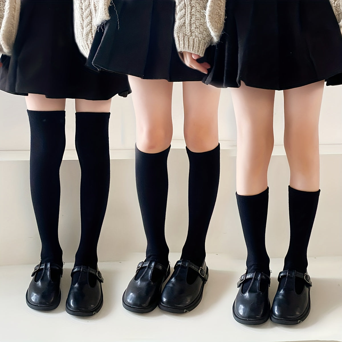 Girls Kids Casual Plain Socks Breathable Comfy Socks