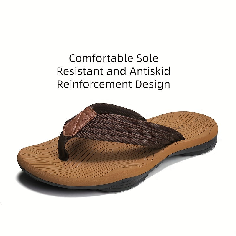 Men's Striped Flip Flops Arch Support Lightweight Beach Sandals