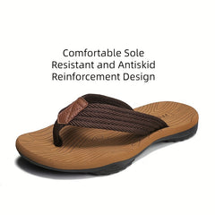Men's Striped Flip Flops Arch Support Lightweight Beach Sandals