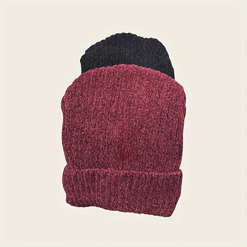 Men's Winter Knit Beanie Thickened Warm Hat with Fleece Lining