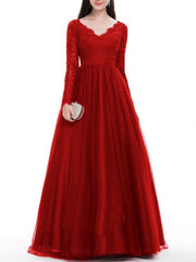 Mesh Lace Long Sleeve Dress Evening Cocktail Long Dress