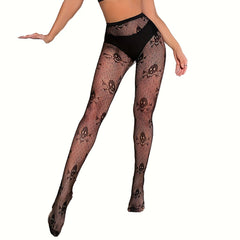 3 Pack Skull Pattern Fishnet Tights High Waist Halloween Pantyhose