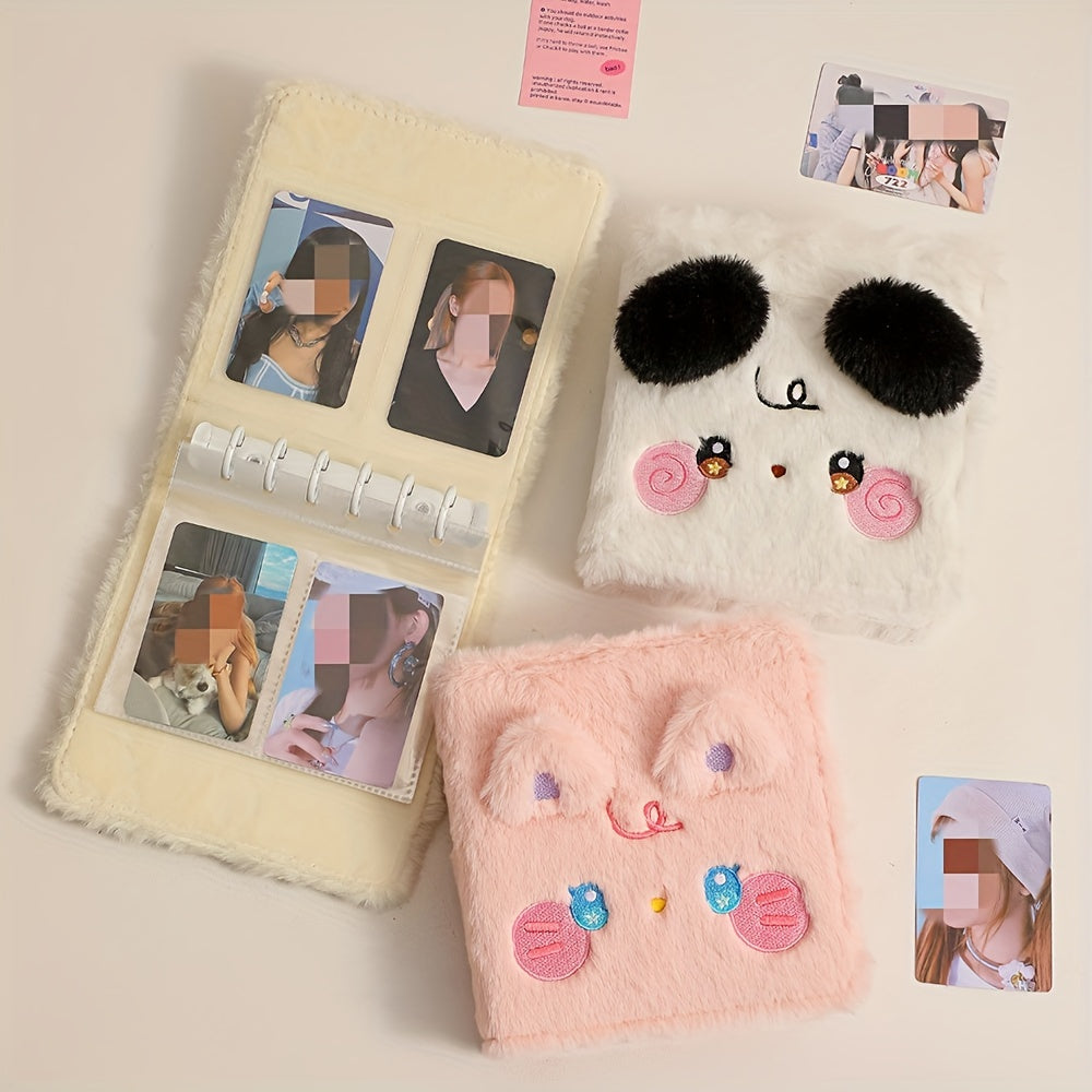 Plush Cartoon Puppy & Kitty Square Photo Album
