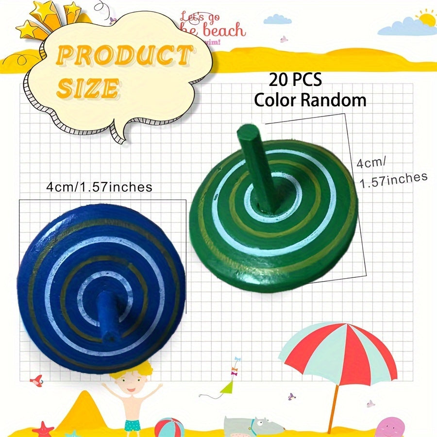 Colorful Wooden Spinning Tops Toy for Games Party Favors