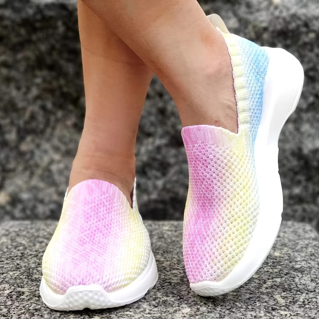 Women's Colorful Gradient Flat Sneakers Lightweight Casual Shoes