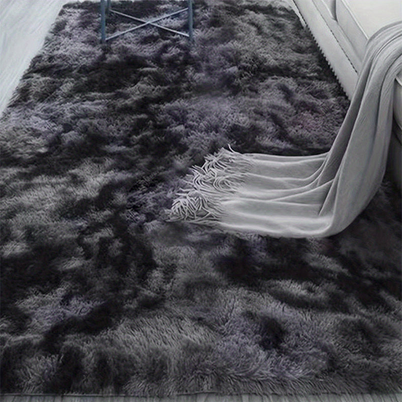 Dark Grey Tie Dye Shaggy Rug Soft Fluffy Carpet Non Slip Washable