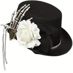 Gothic Steampunk Top Hat Skull Skeleton Claw Rose Halloween