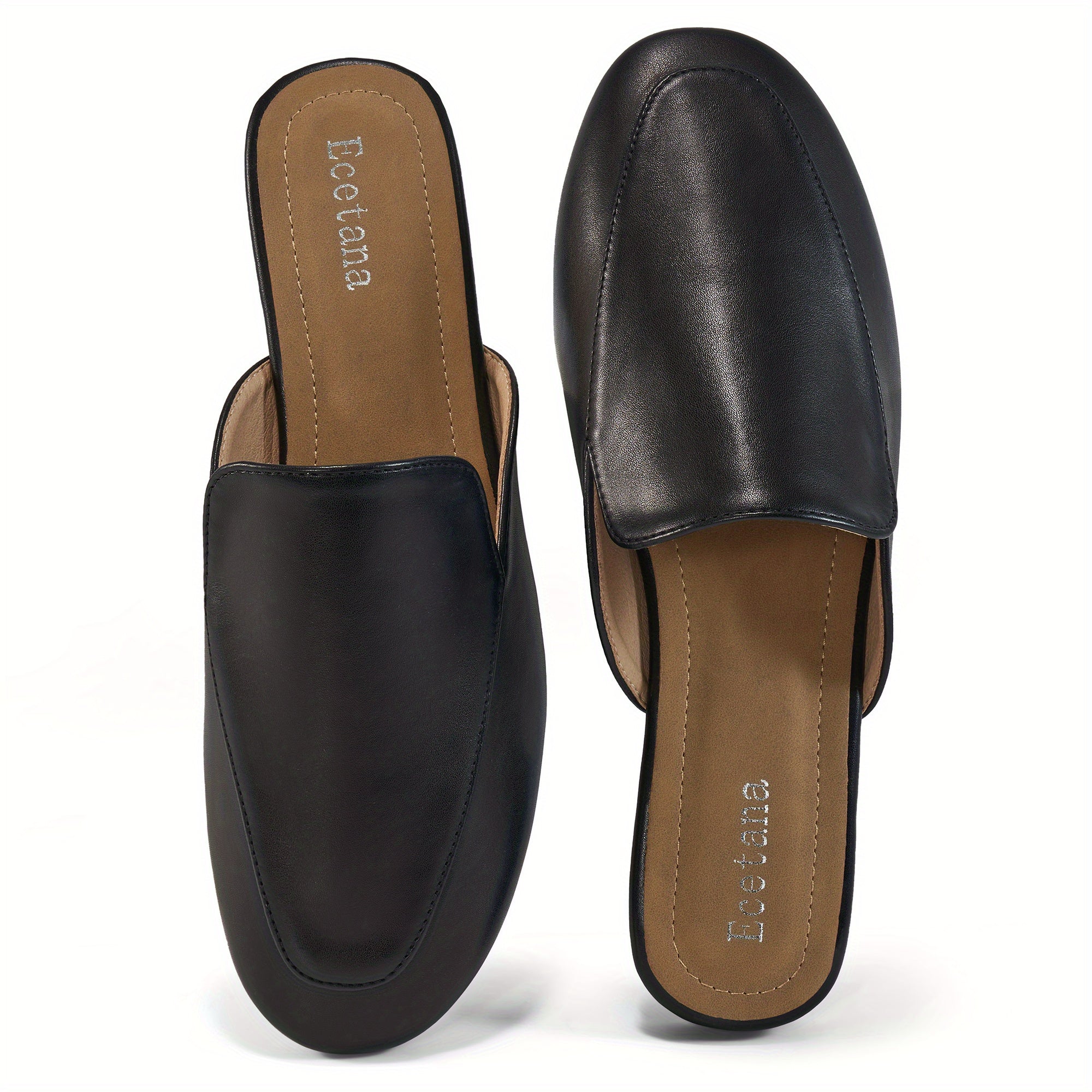 Women's Square Toe Mules Slip On Flat Loafers