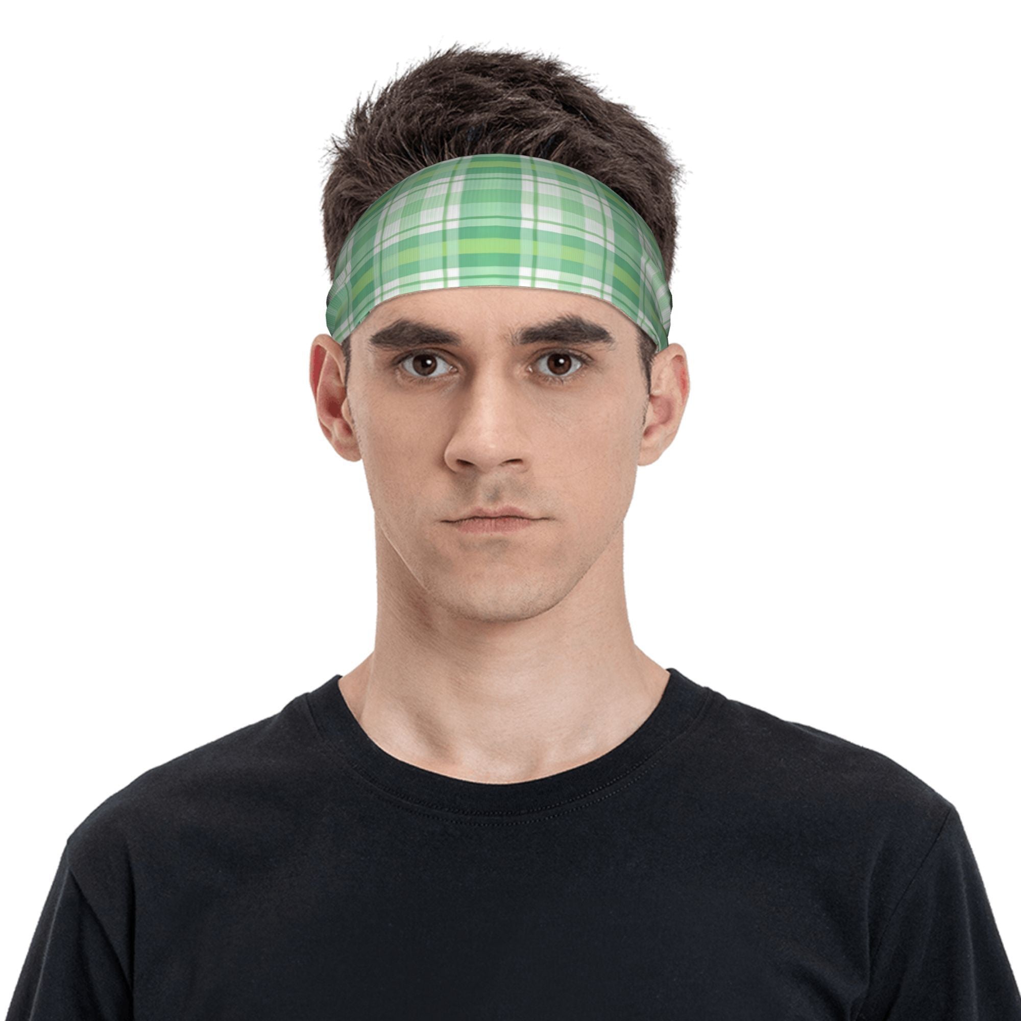 Vintage Plaid Headband Green Checkered for Sport & Casual Outfits