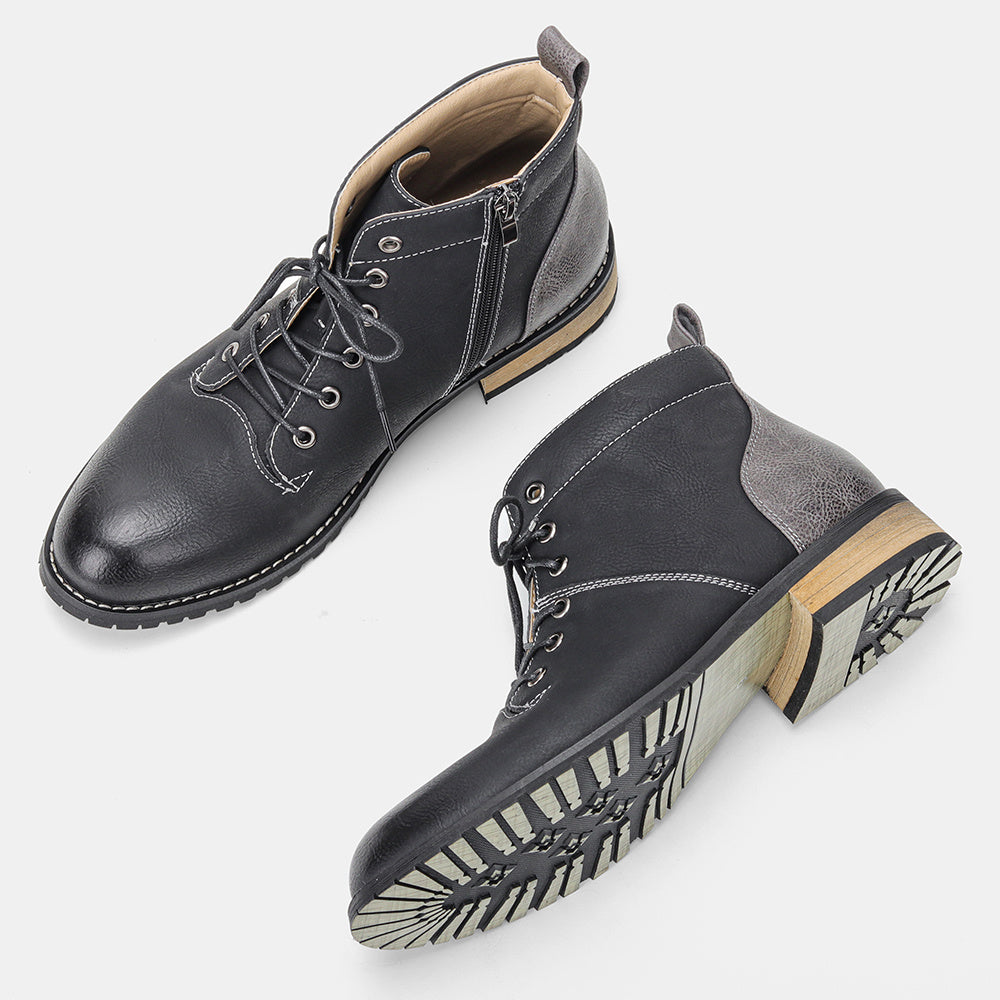 Men's PU Leather Casual Ankle Boots High Top Dress Shoes