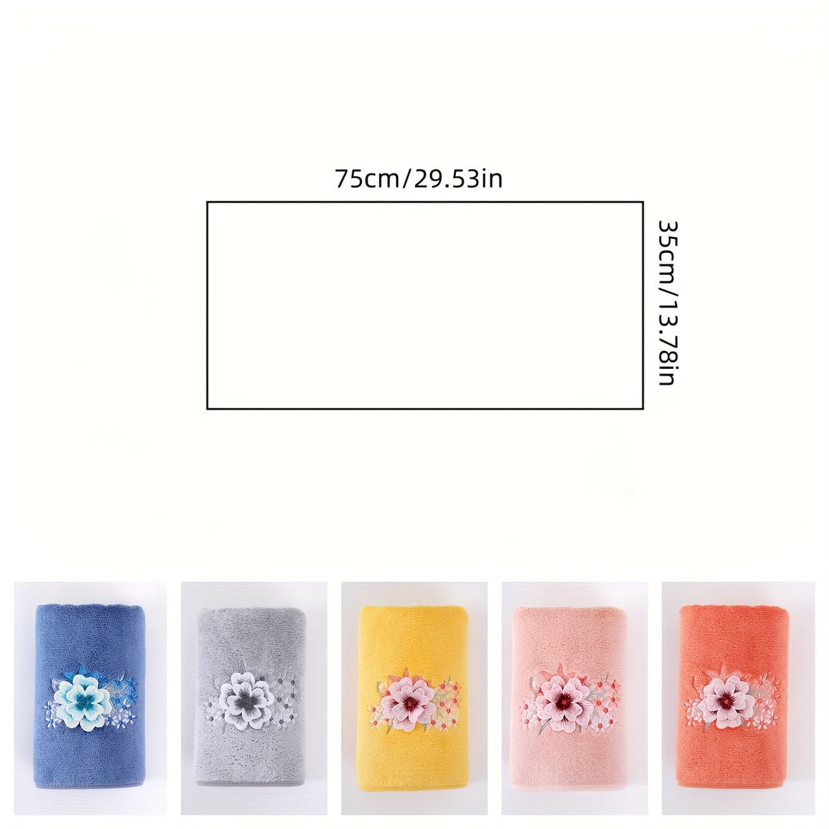 Soft Flower Embroidered Hand Towel Coral Fleece Face Towel