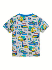Boys Bulldozer Concrete Mixer Cartoon Pajamas Set
