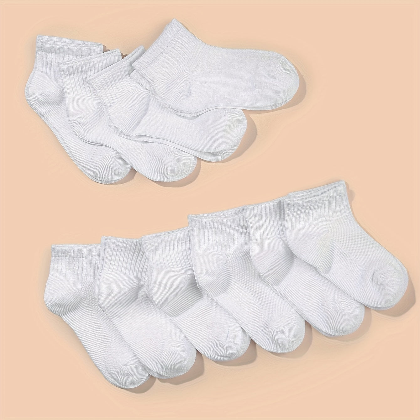 10 Pairs Kids Plain Breathable Short Socks